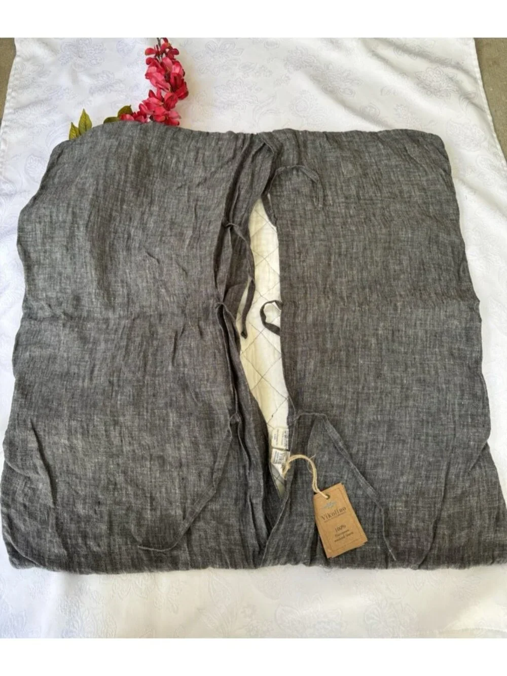 Vikolino Blue Gray Linen Pillow Cover Slip 25